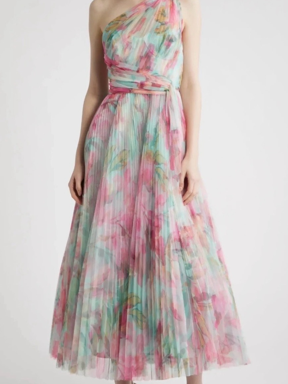 Hutch Pastel Floral One-Shoulder Midi Dress. Originally $447